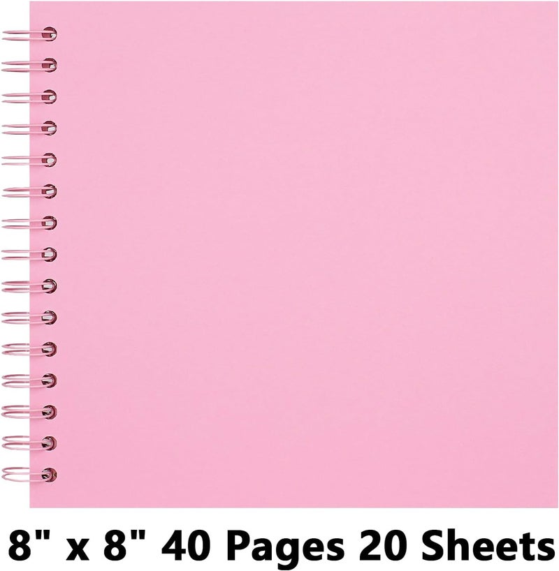 Remowith 8X8 Inch DIY Scrapbook Photo Album, Kraft Blank Paper Scrap Book 40 Pages Memory Book for Wedding Family, Pink - Image 5
